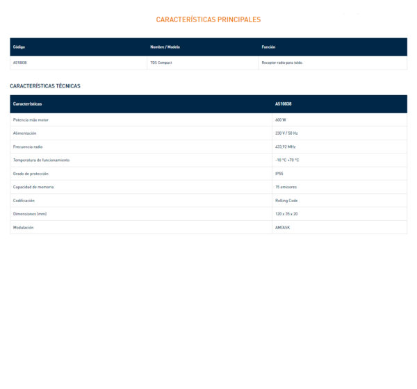 RECEPTOR TDS COMPACT
